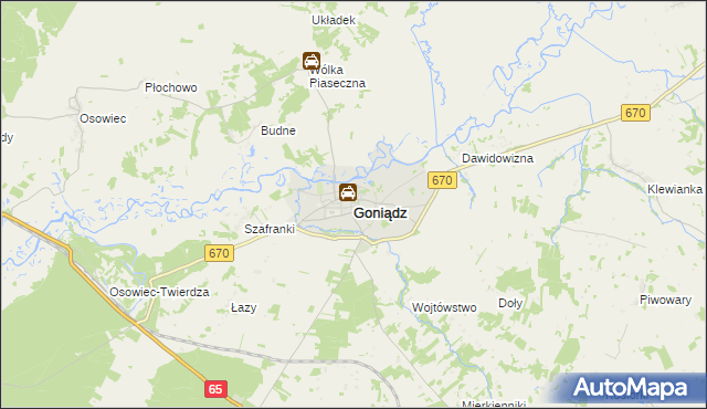 mapa Goniądz, Goniądz na mapie Targeo