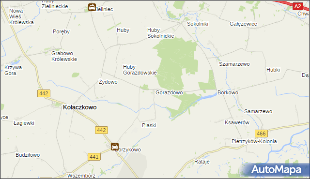 mapa Gorazdowo gmina Kołaczkowo, Gorazdowo gmina Kołaczkowo na mapie Targeo