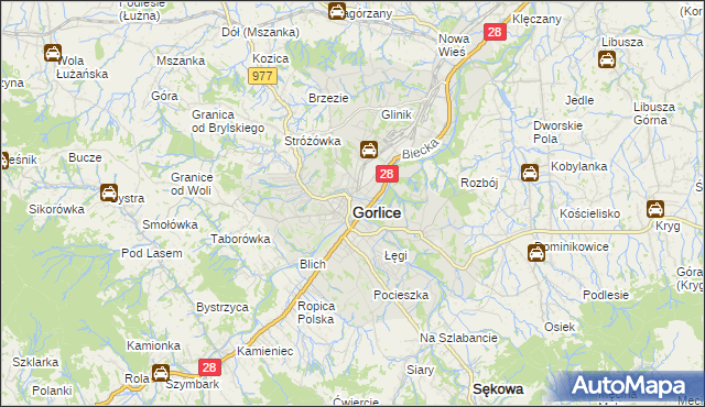 mapa Gorlic, Gorlice na mapie Targeo