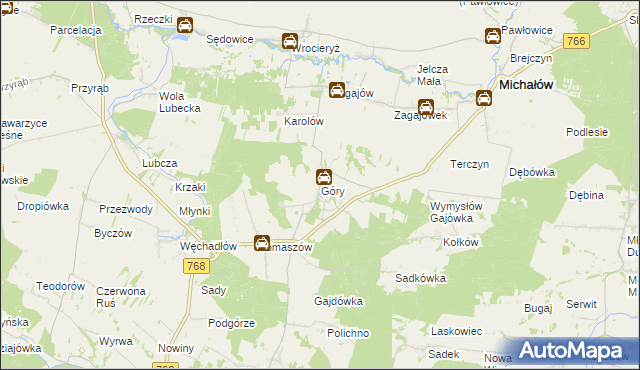 mapa Góry gmina Michałów, Góry gmina Michałów na mapie Targeo