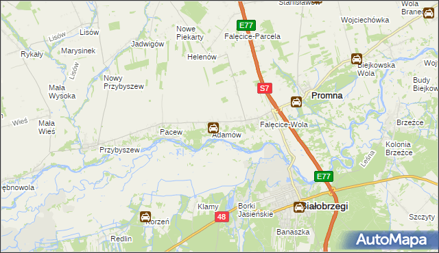 mapa Góry gmina Promna, Góry gmina Promna na mapie Targeo