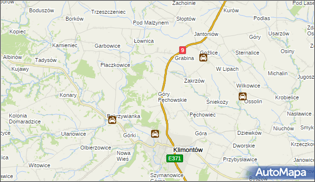 mapa Góry Pęchowskie, Góry Pęchowskie na mapie Targeo