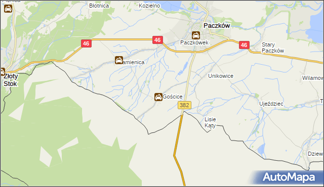 mapa Gościce, Gościce na mapie Targeo