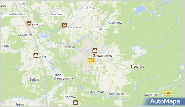 mapa Gowarczów, Gowarczów na mapie Targeo