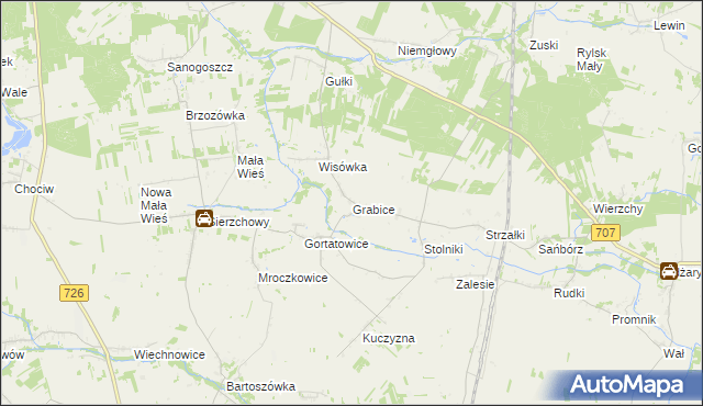 mapa Grabice gmina Cielądz, Grabice gmina Cielądz na mapie Targeo