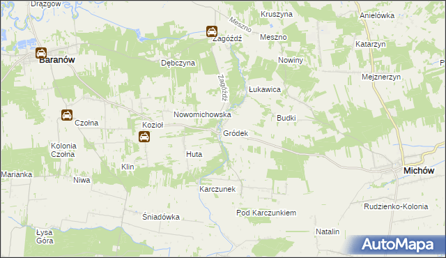 mapa Gródek gmina Baranów, Gródek gmina Baranów na mapie Targeo