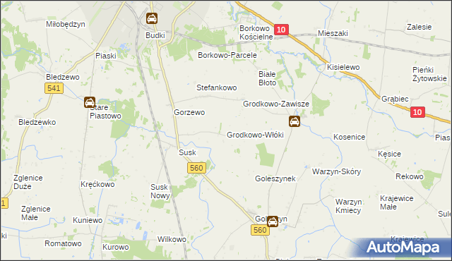 mapa Grodkowo-Włóki, Grodkowo-Włóki na mapie Targeo