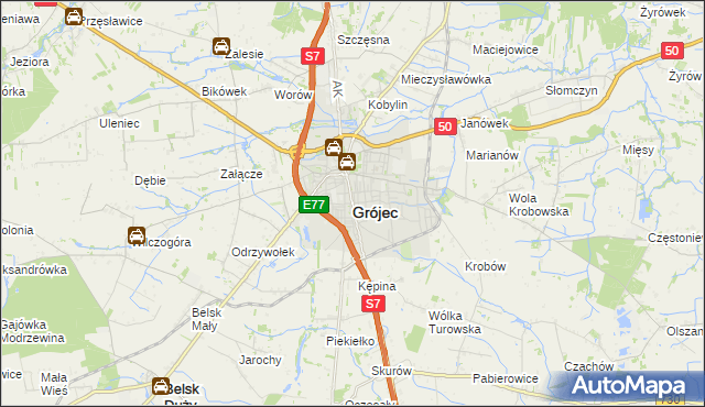 mapa Grójec, Grójec na mapie Targeo
