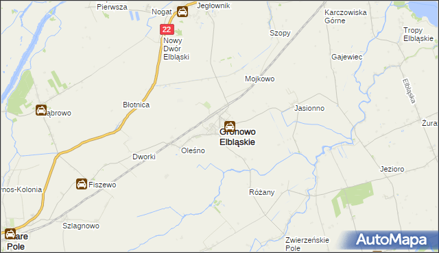 mapa Gronowo Elbląskie, Gronowo Elbląskie na mapie Targeo