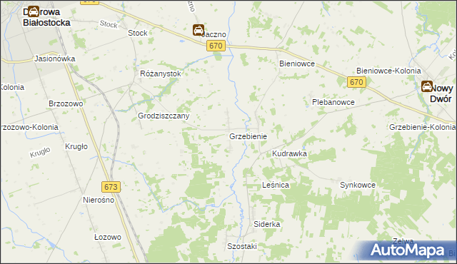 mapa Grzebienie, Grzebienie na mapie Targeo