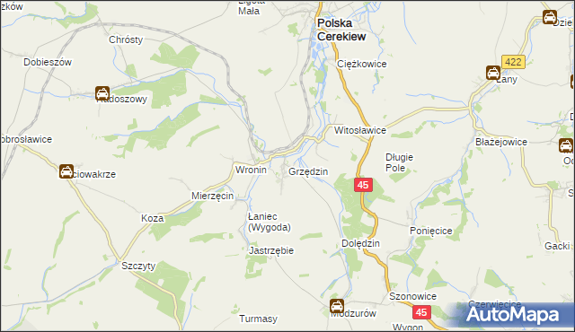 mapa Grzędzin, Grzędzin na mapie Targeo