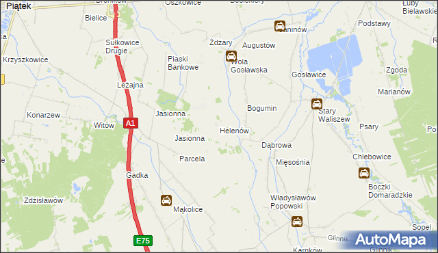 mapa Helenów gmina Głowno, Helenów gmina Głowno na mapie Targeo