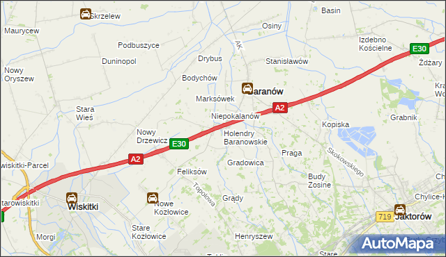 mapa Holendry Baranowskie, Holendry Baranowskie na mapie Targeo