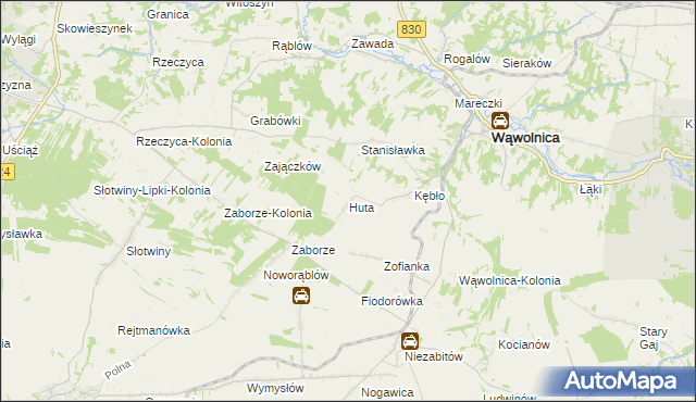 mapa Huta gmina Wąwolnica, Huta gmina Wąwolnica na mapie Targeo