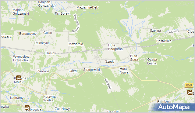 mapa Huta Krzeszowska, Huta Krzeszowska na mapie Targeo