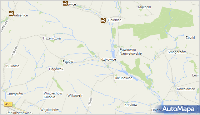 mapa Idzikowice gmina Wilków, Idzikowice gmina Wilków na mapie Targeo