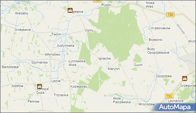 mapa Ignaców gmina Jasieniec, Ignaców gmina Jasieniec na mapie Targeo