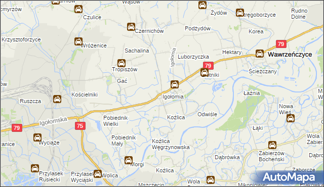 mapa Igołomia, Igołomia na mapie Targeo