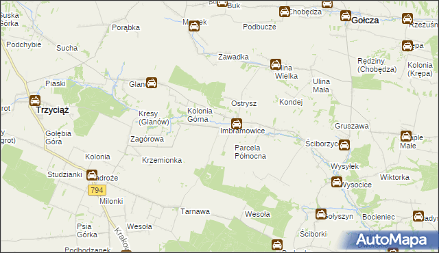 mapa Imbramowice gmina Trzyciąż, Imbramowice gmina Trzyciąż na mapie Targeo