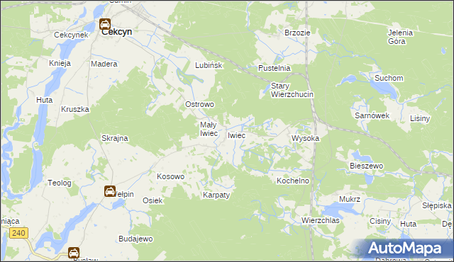 mapa Iwiec, Iwiec na mapie Targeo