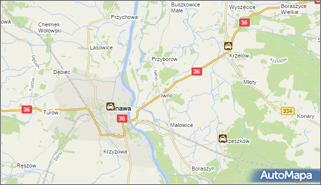 mapa Iwno gmina Wińsko, Iwno gmina Wińsko na mapie Targeo