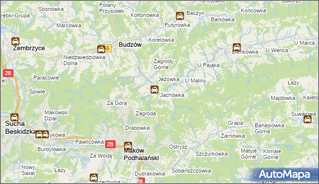 mapa Jachówka, Jachówka na mapie Targeo
