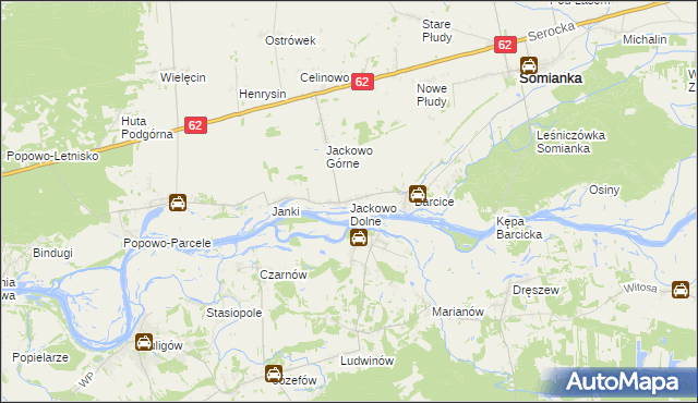 mapa Jackowo Dolne, Jackowo Dolne na mapie Targeo