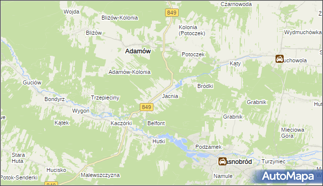 mapa Jacnia, Jacnia na mapie Targeo