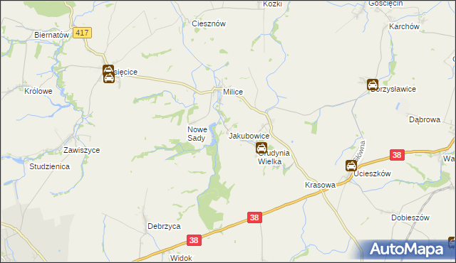 mapa Jakubowice gmina Pawłowiczki, Jakubowice gmina Pawłowiczki na mapie Targeo