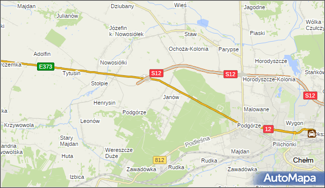 mapa Janów gmina Chełm, Janów gmina Chełm na mapie Targeo