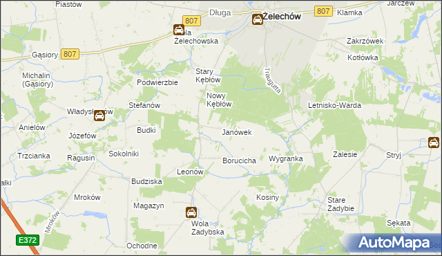 mapa Janówek gmina Żelechów, Janówek gmina Żelechów na mapie Targeo