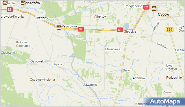 mapa Jasieniec gmina Puchaczów, Jasieniec gmina Puchaczów na mapie Targeo