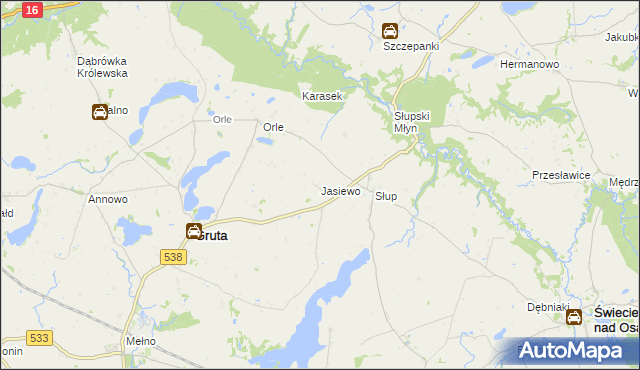 mapa Jasiewo, Jasiewo na mapie Targeo