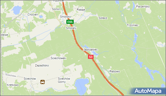 mapa Jastrzębiec gmina Lubiszyn, Jastrzębiec gmina Lubiszyn na mapie Targeo