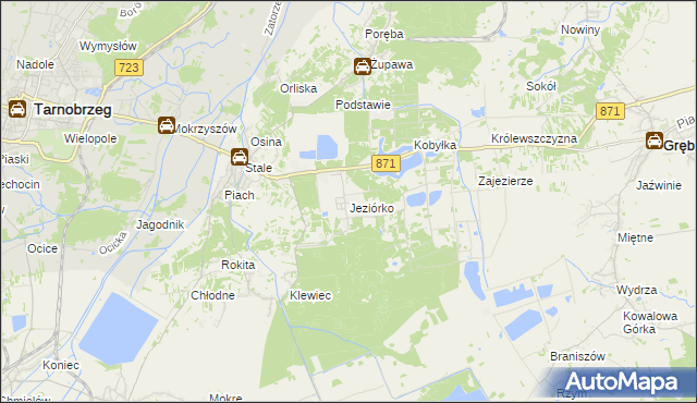 mapa Jeziórko gmina Grębów, Jeziórko gmina Grębów na mapie Targeo