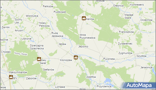 mapa Jeziorko gmina Lutomiersk, Jeziorko gmina Lutomiersk na mapie Targeo