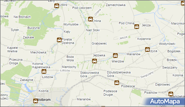 mapa Jeżówka gmina Wolbrom, Jeżówka gmina Wolbrom na mapie Targeo