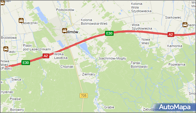 mapa Joachimów-Mogiły, Joachimów-Mogiły na mapie Targeo