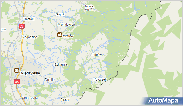 mapa Jodłów gmina Międzylesie, Jodłów gmina Międzylesie na mapie Targeo