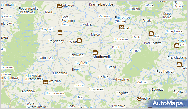 mapa Jodłownik, Jodłownik na mapie Targeo
