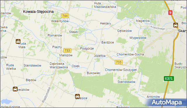 mapa Józefów gmina Kowala, Józefów gmina Kowala na mapie Targeo