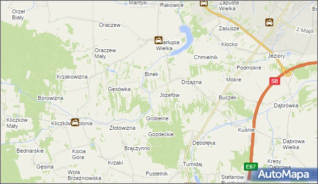mapa Józefów gmina Wróblew, Józefów gmina Wróblew na mapie Targeo