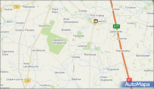 mapa Julianów gmina Belsk Duży, Julianów gmina Belsk Duży na mapie Targeo