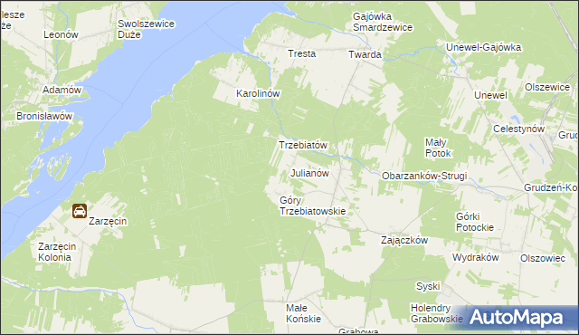 mapa Julianów gmina Mniszków, Julianów gmina Mniszków na mapie Targeo