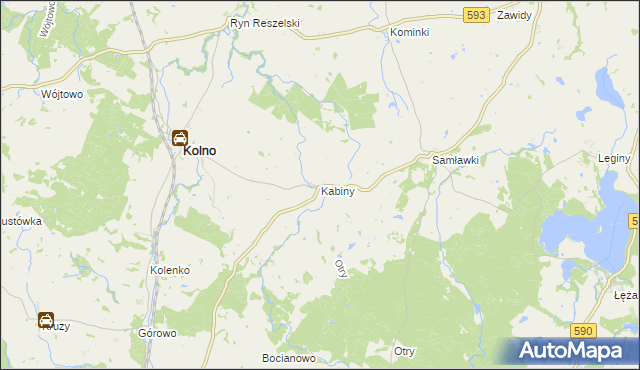 mapa Kabiny, Kabiny na mapie Targeo