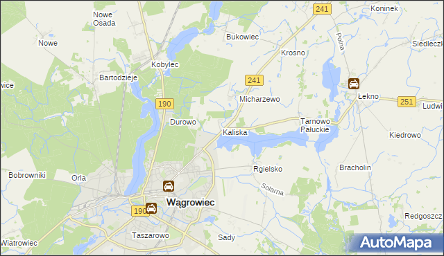 mapa Kaliska gmina Wągrowiec, Kaliska gmina Wągrowiec na mapie Targeo