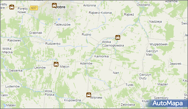 mapa Kamionka gmina Jakubów, Kamionka gmina Jakubów na mapie Targeo