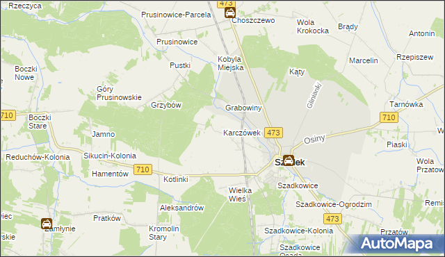 mapa Karczówek gmina Szadek, Karczówek gmina Szadek na mapie Targeo