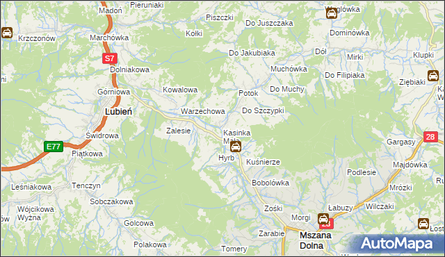 mapa Kasinka Mała, Kasinka Mała na mapie Targeo