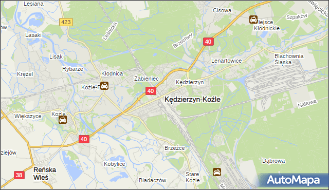 mapa Kędzierzyna-Koźle, Kędzierzyn-Koźle na mapie Targeo